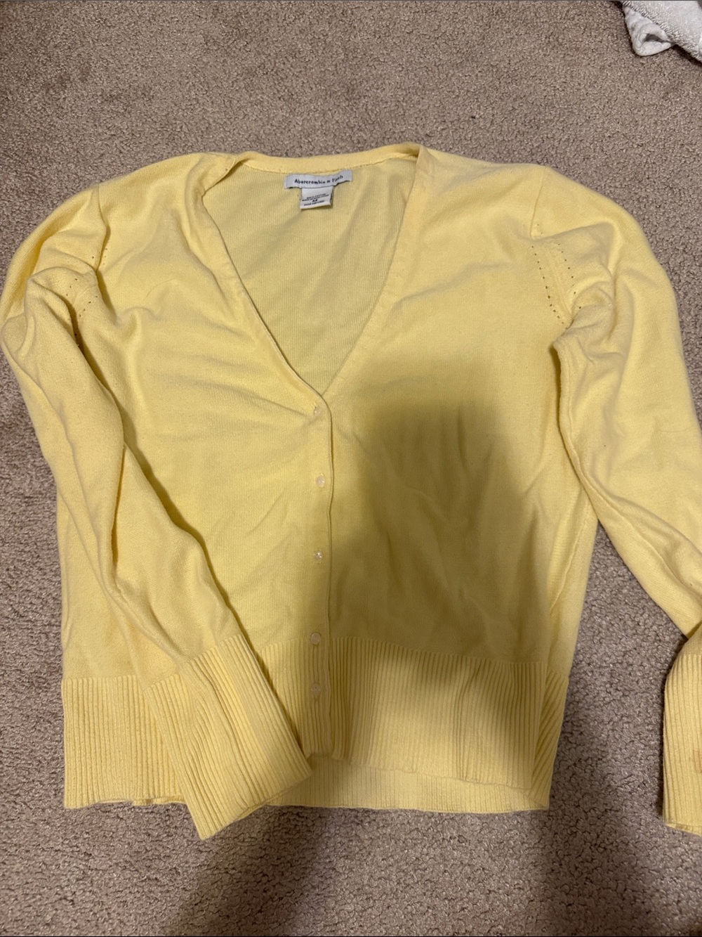 Abercrombie&Fitch Light Yellow V-Neck Button Cardigan